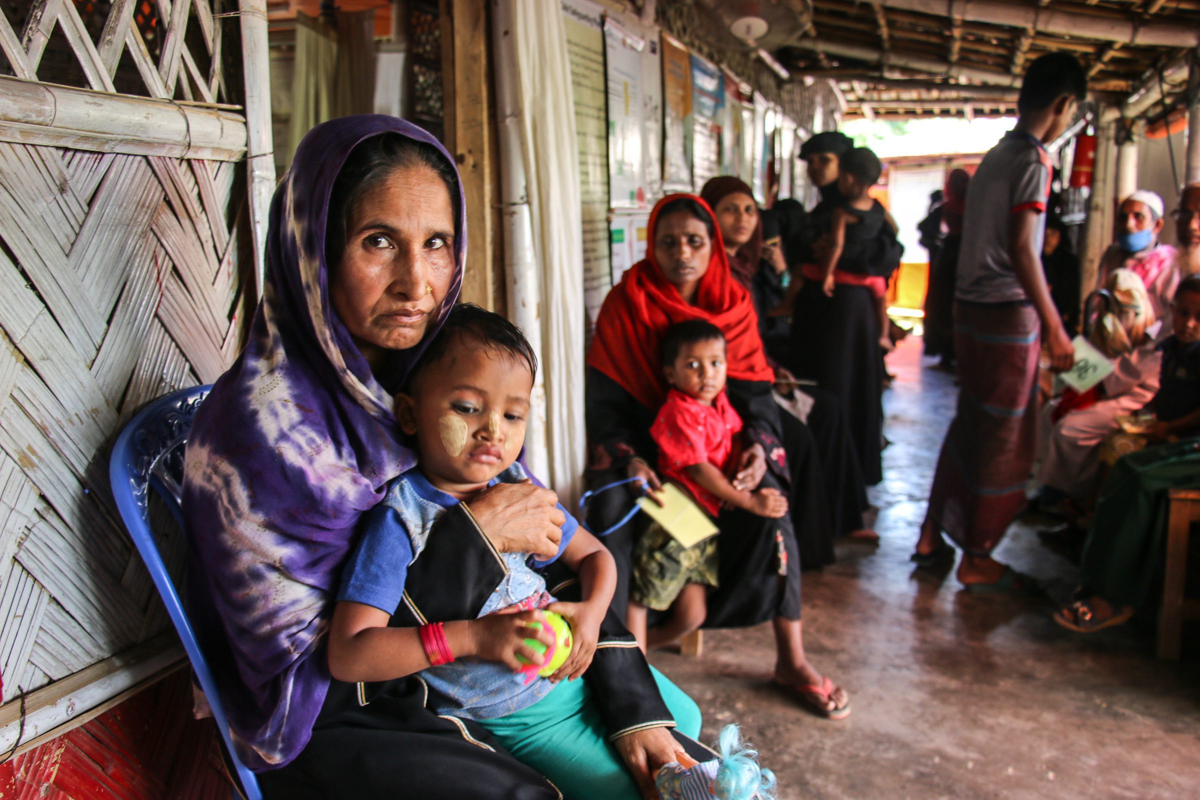 Mothers and children in need in a refugee centre